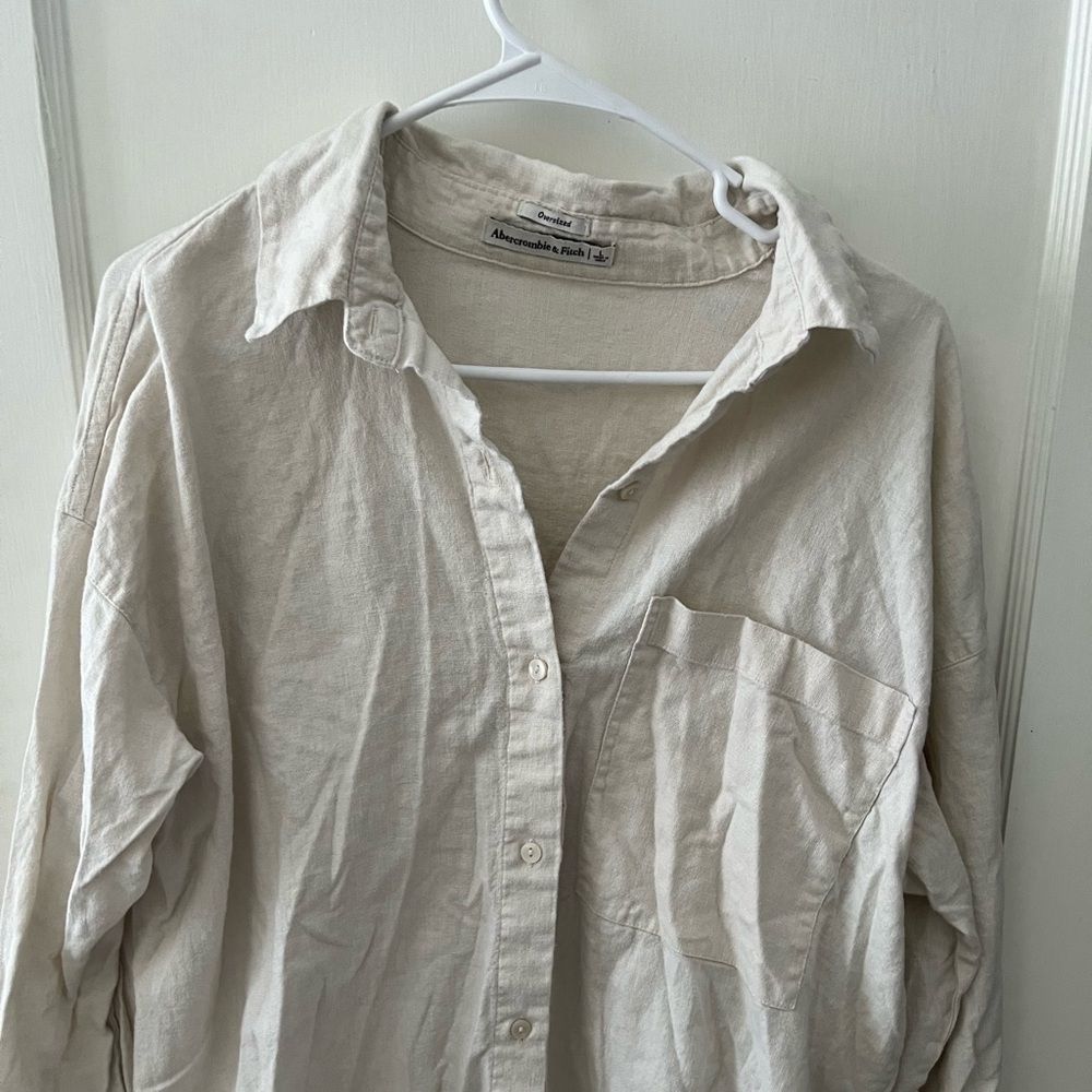 Abercrombie Oversized Linen Button Up - image 1